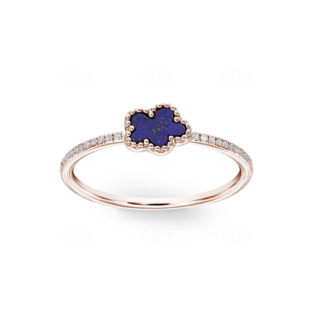 Ring 750/18 K Roségold mit Lapislazuli & Diamanten 0.05 ct H/si