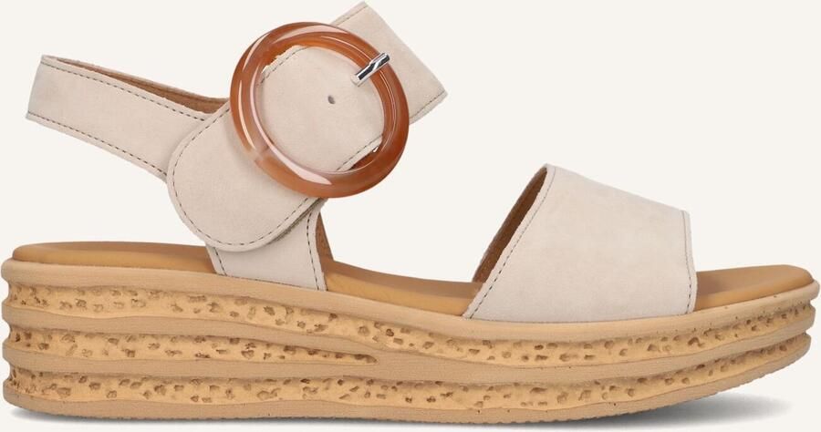 Gabor Dames Sandalen met hak 550 Beige Suède Plateauzool