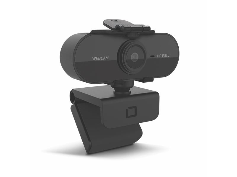 DICOTA Webcam PRO Plus Full HD Full-HD-Webcam mit Digitalmikrofon und Kamera Cover