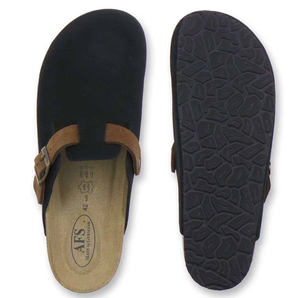 Clogs Herren Leder schwarz Velour