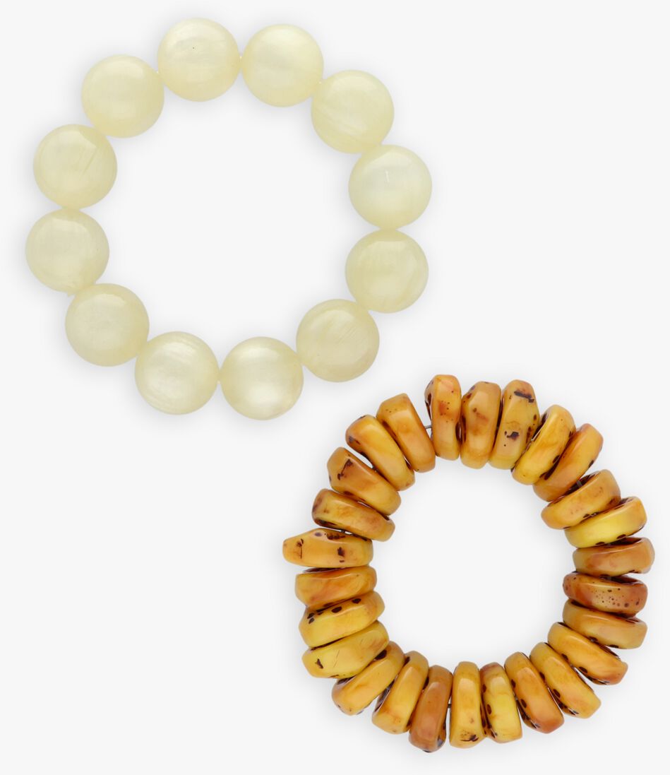 beige notre-v armbanden resin duo bracelets