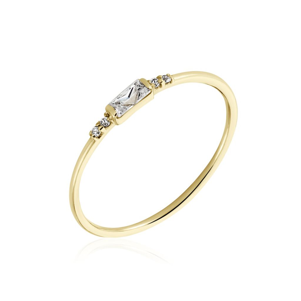 Bague Solitaire Or Jaune Sentimentale Oxyde De Zirconium