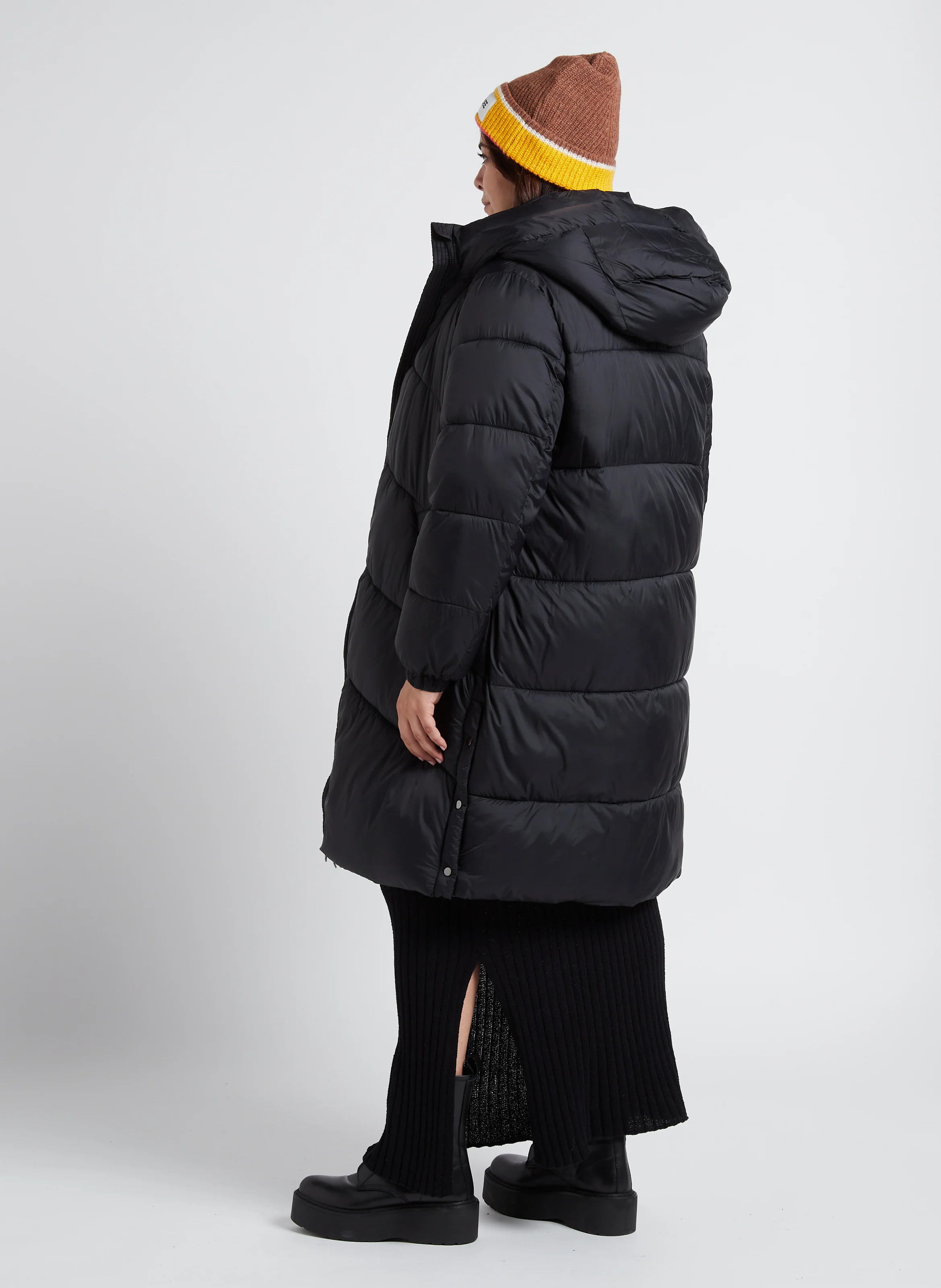 Jupe midi en coton mélangé | Noir