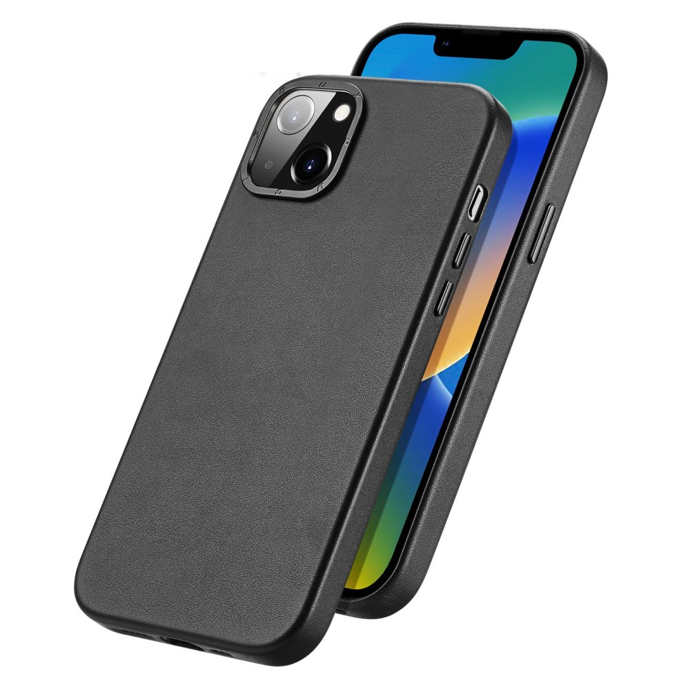 iPhone 14 MagSafe Hardcase Leder Hülle Back Case - Schwarz