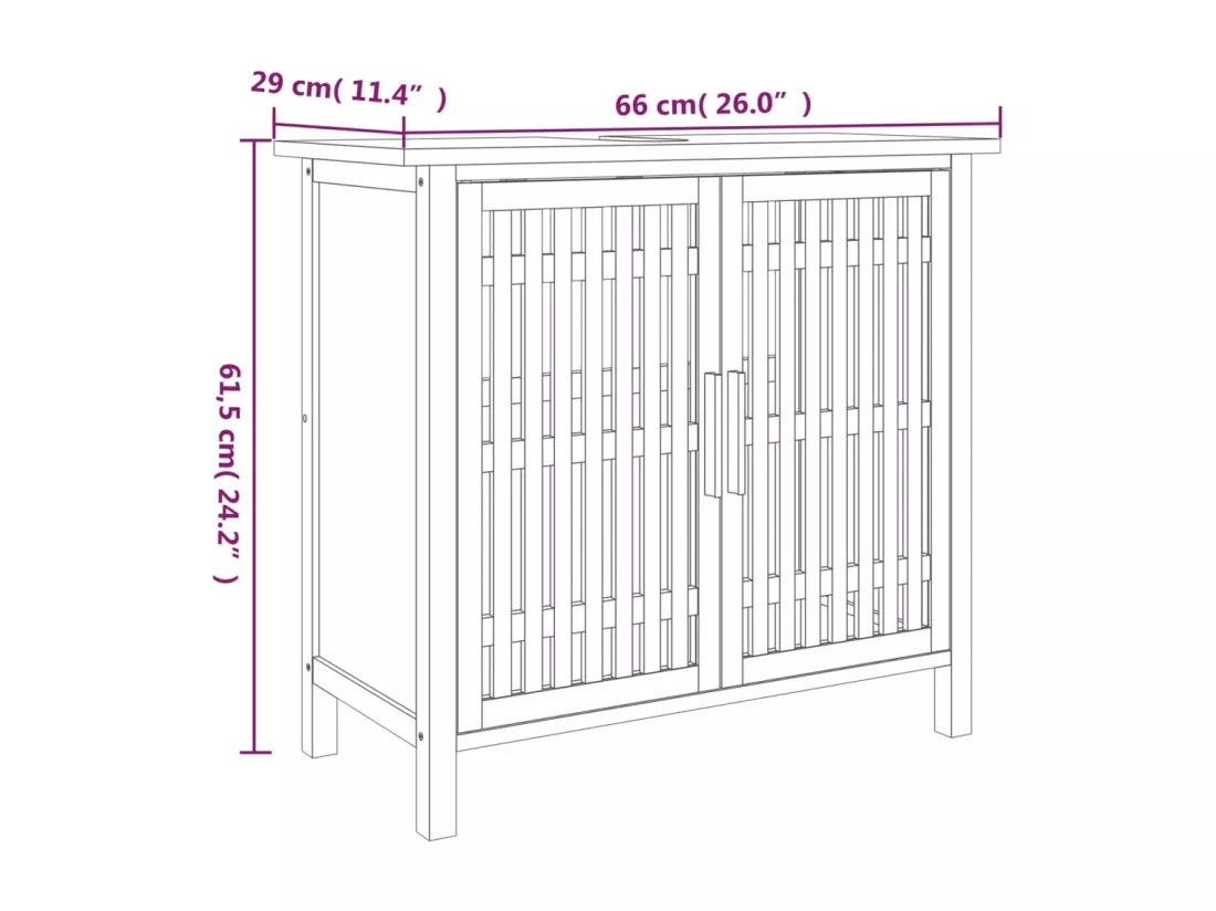 Armoire de salle de bain 66x29x61,5 cm Bois massif de noyer