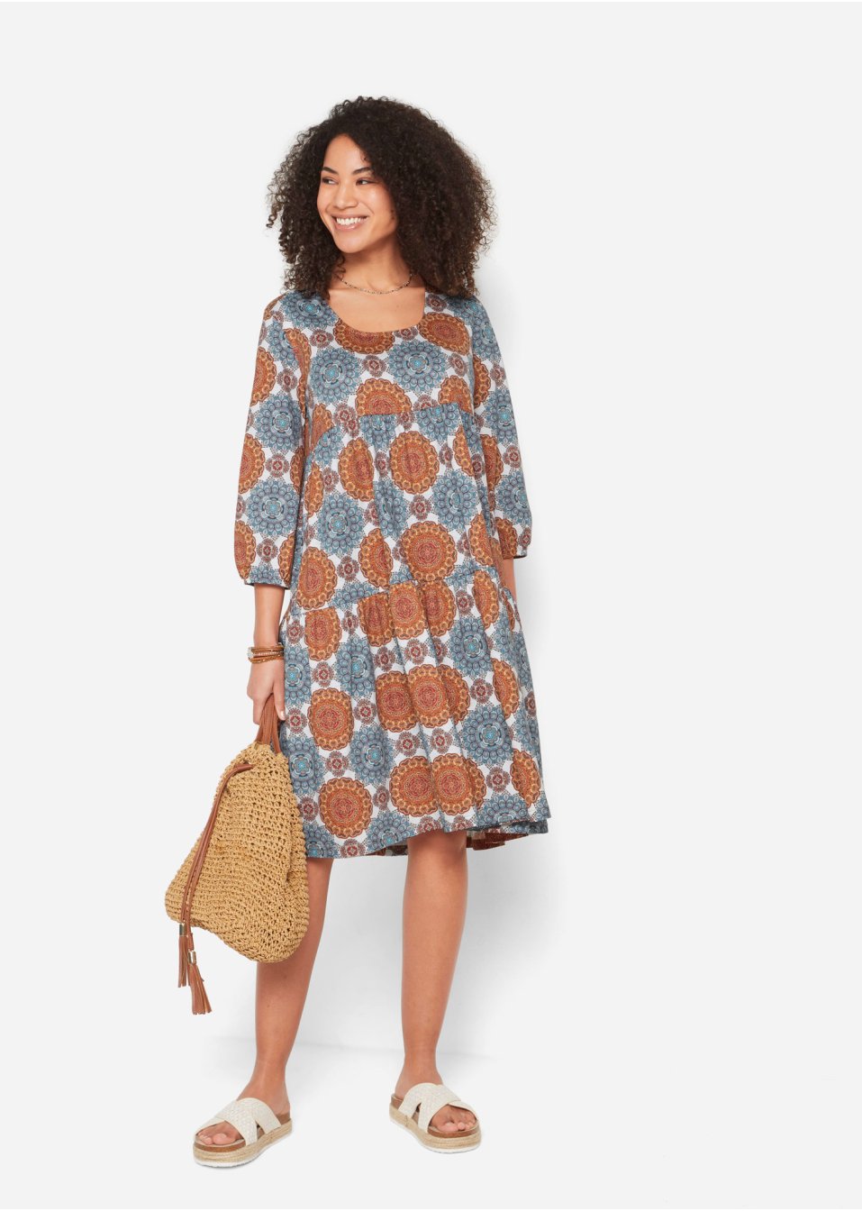 Robe à manches 3/4, imprimée