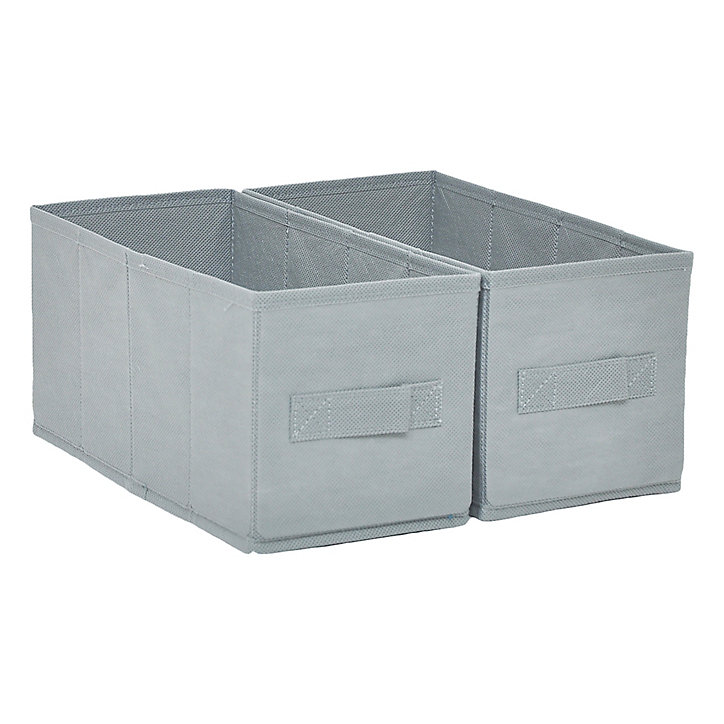 Lot de 2 boîtes de rangement rectangulaire en textile Mixxit coloris gris clair