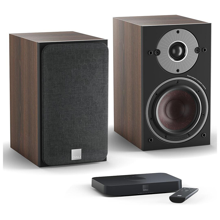 Dali Oberon 1 C (la paire) - Noyer foncé + Sound Hub Compact