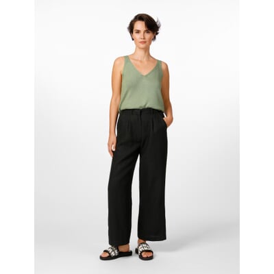 Damen-Leinenhose, Schwarz