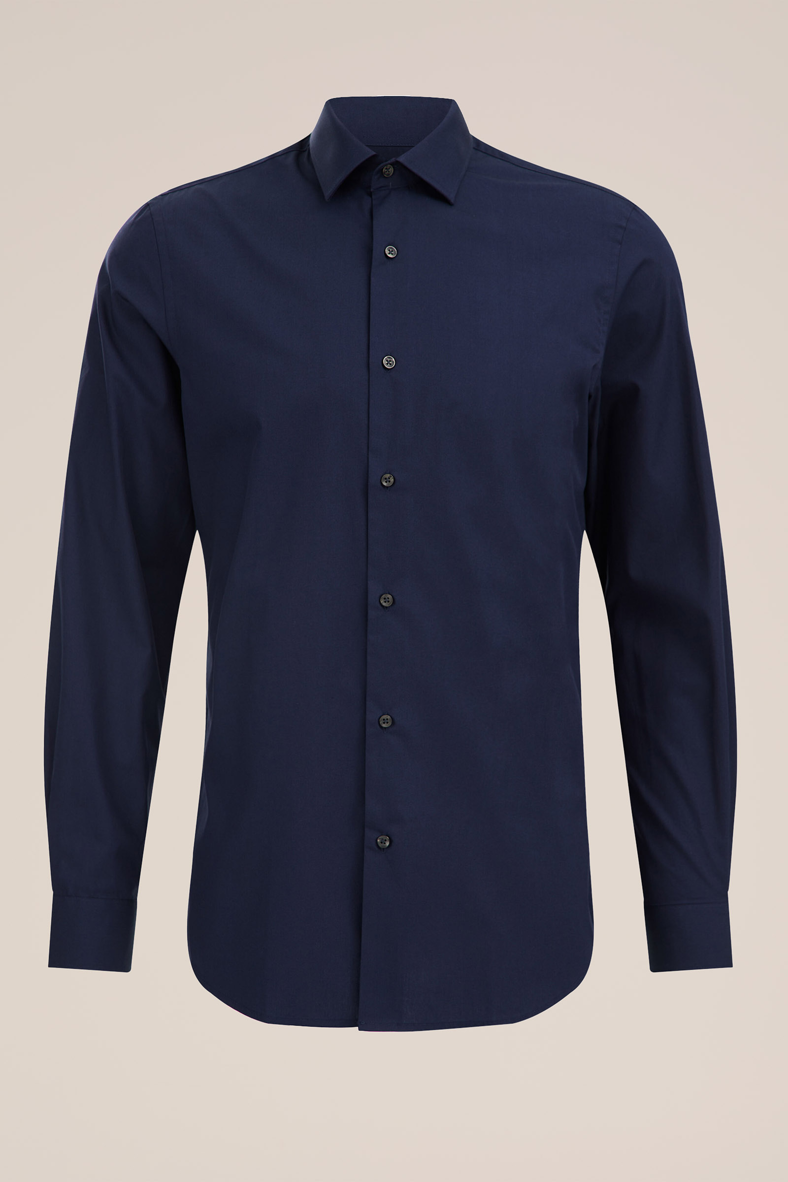 geweven overhemd van katoenmix WE Fashion Donkerblauw