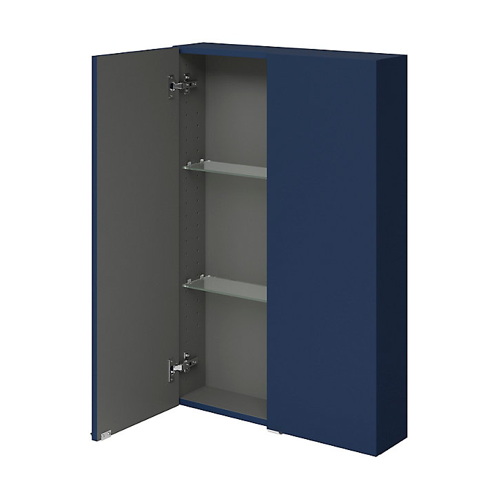 Armoire de salle de bains faible profondeur GoodHome Imandra bleu nuit mat L. 60 x H. 90 x P. 15 cm