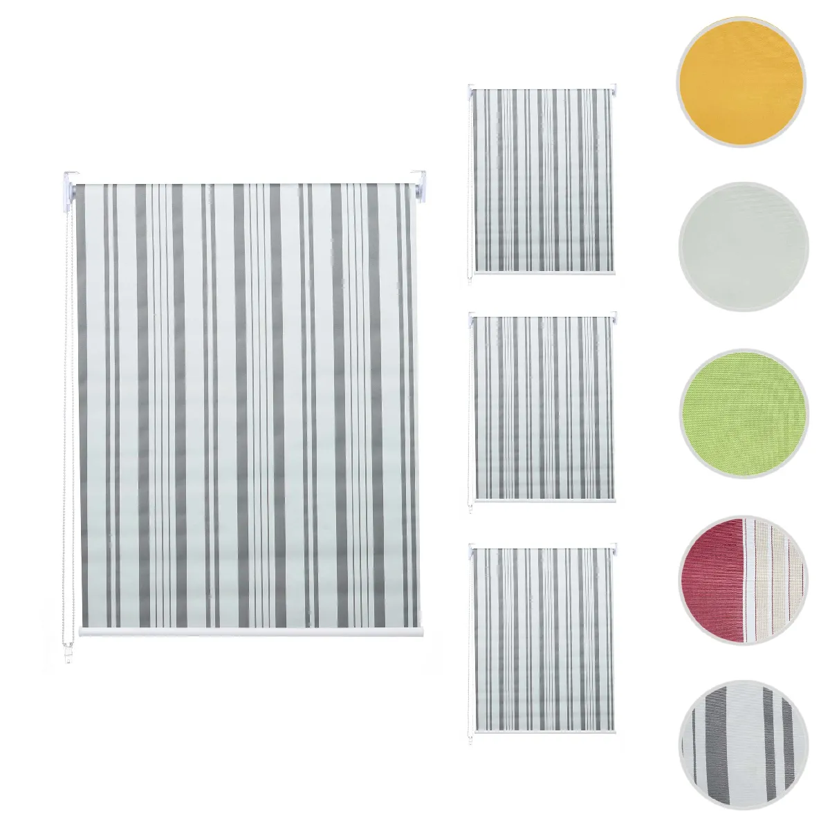 Mendler Lot de 4 Stores à Enroulement 100x160 cm - Gris/Blanc