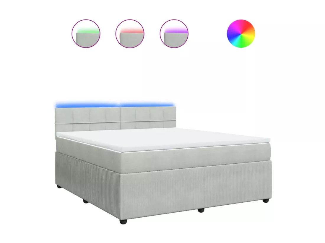 Sommier à lattes de lit et matelas Gris clair 180x200cm Velours