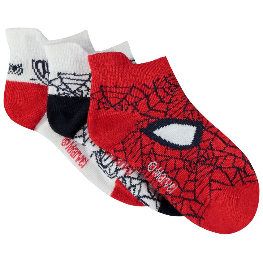 Lot de 3 paires de chaussettes courtes Spider-Man Marvel pour garçon - Blanc