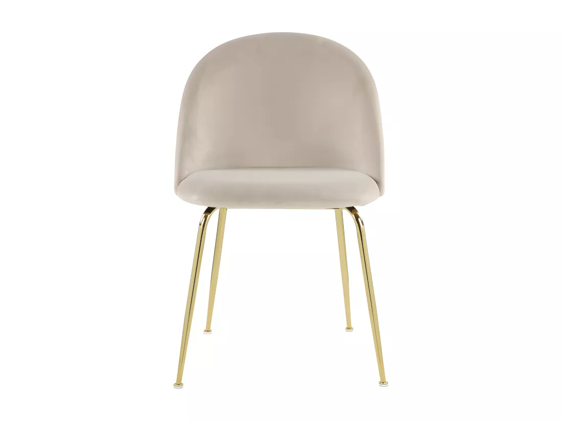 Lot de 2 chaises - Velours et acier inoxydable doré - Beige - MELBOURNE