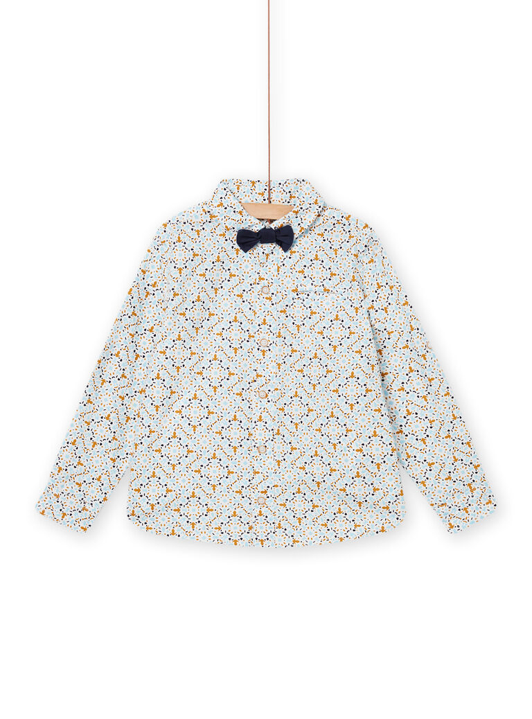 Chemise écrue, bleue et orange et nud papillon enfant garçon