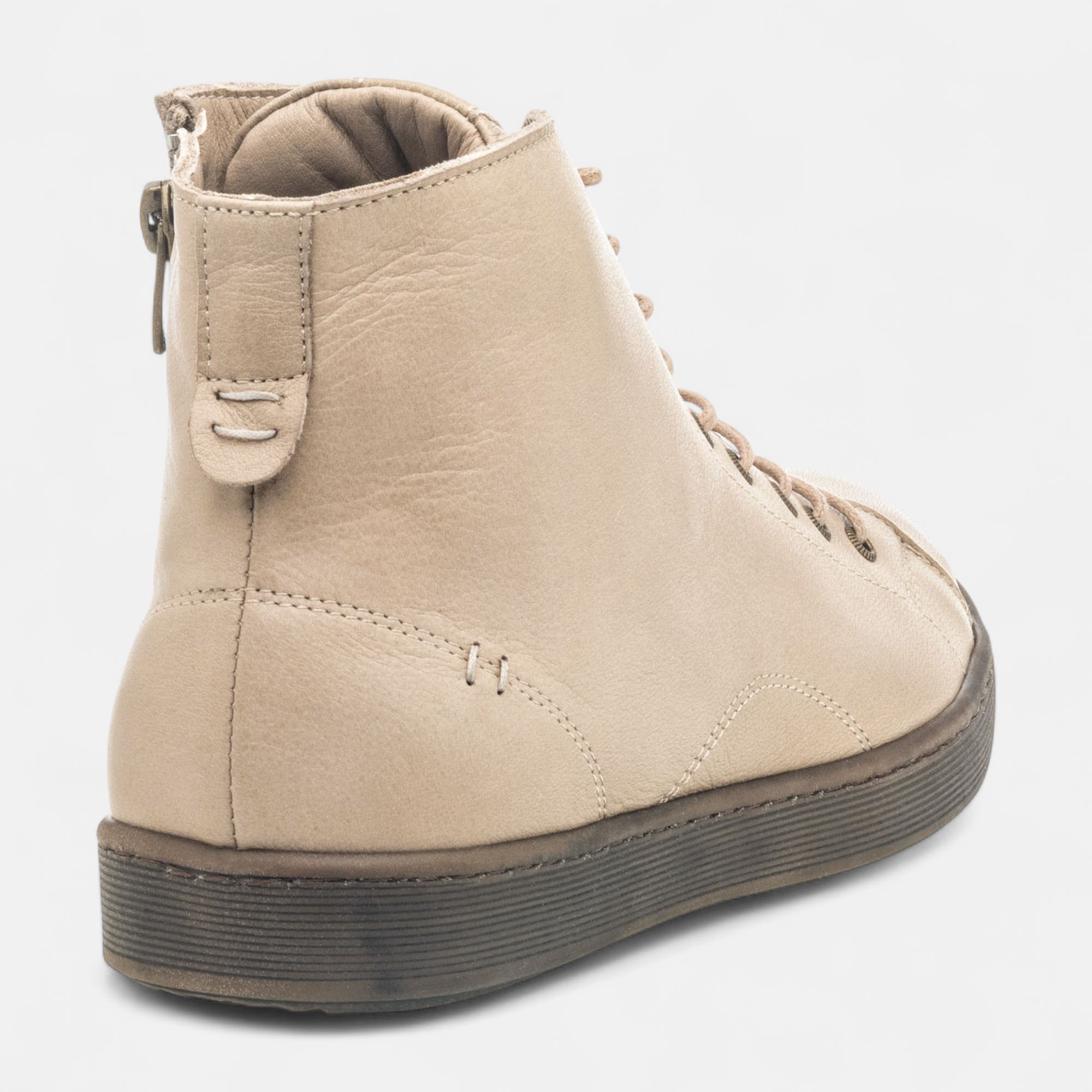 Baskets hautes Femme en cuir beige