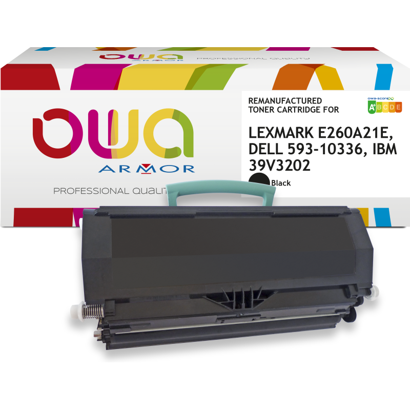 Toner remanufacturé OWA - standard - Noir - pour LEXMARK E260A21E, DELL 593-10336, IBM 39V3202, 39V3713, OLIVETTI B0960