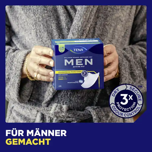 Men Active Fit Absorbierende Protektoren Einlagen Level 1 Monatspaket