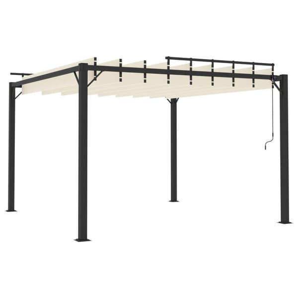 vidaXL Paviljong med lamelltak 3x3 m kremhvit stoff og aluminium