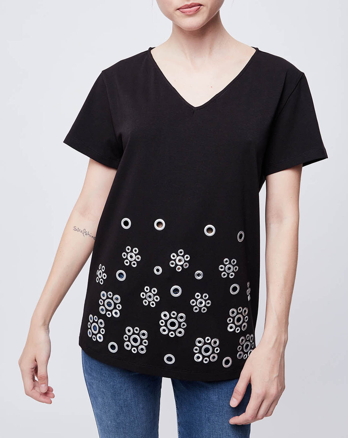 John Galliano T-Shirt Col v noir