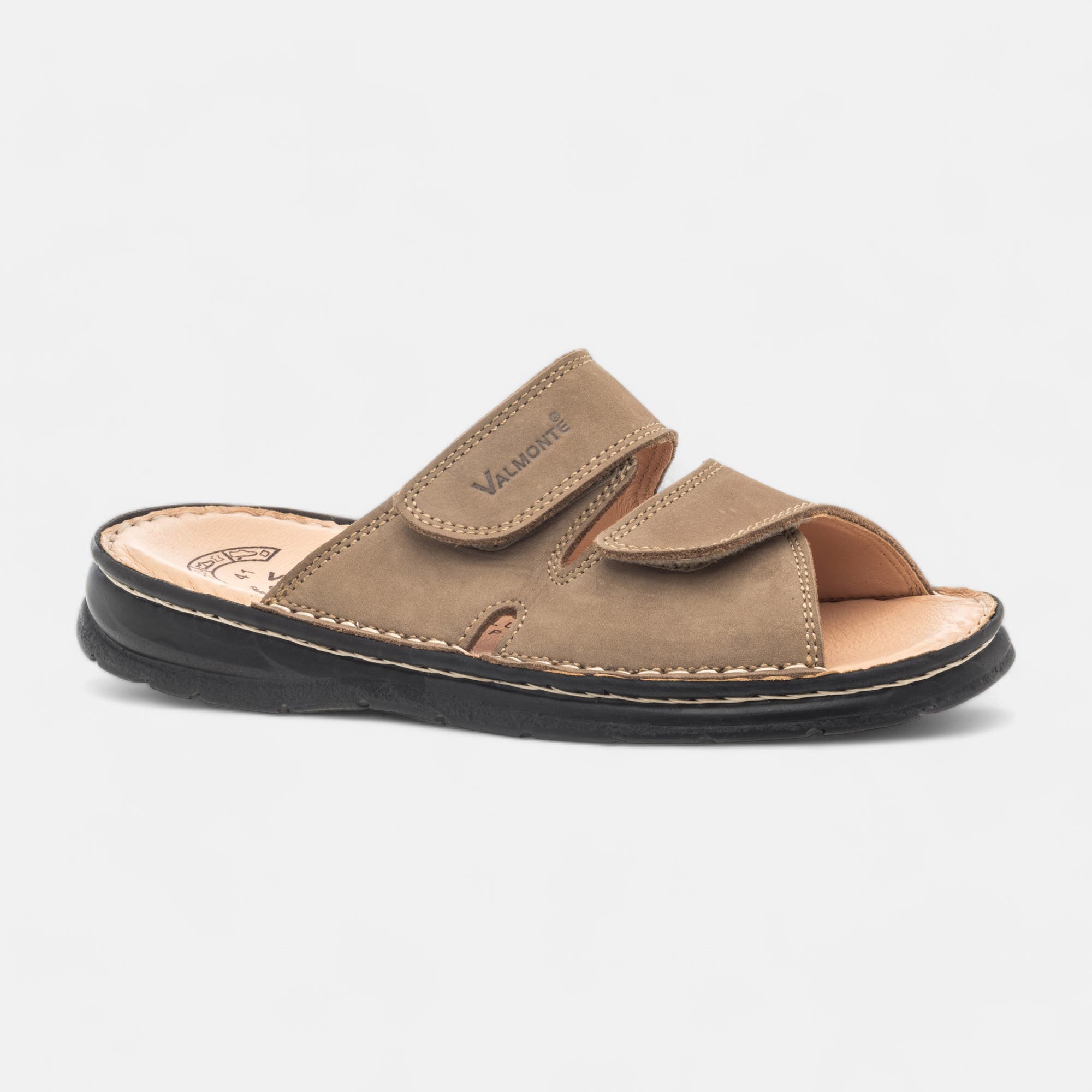 Nu-pieds Homme en cuir beige
