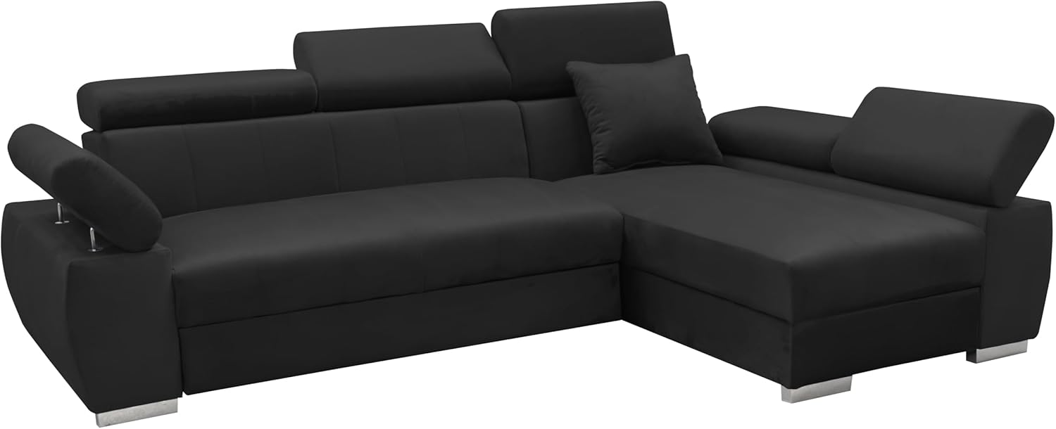 Ecksofa OTTO, Eckcouch mit Schlaffunktion, Federkern, Verstellbare Kopfstützen, Einfacher Klappmechanismus, Bettfunktion, Zusätzlicher Stauraum, Plüsch Anthrazit, Rechts
