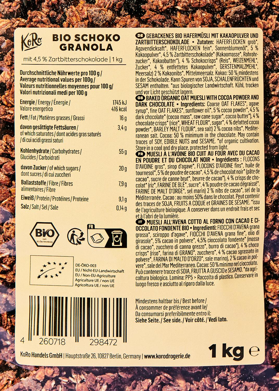 Bio Schoko Granola 1 kg