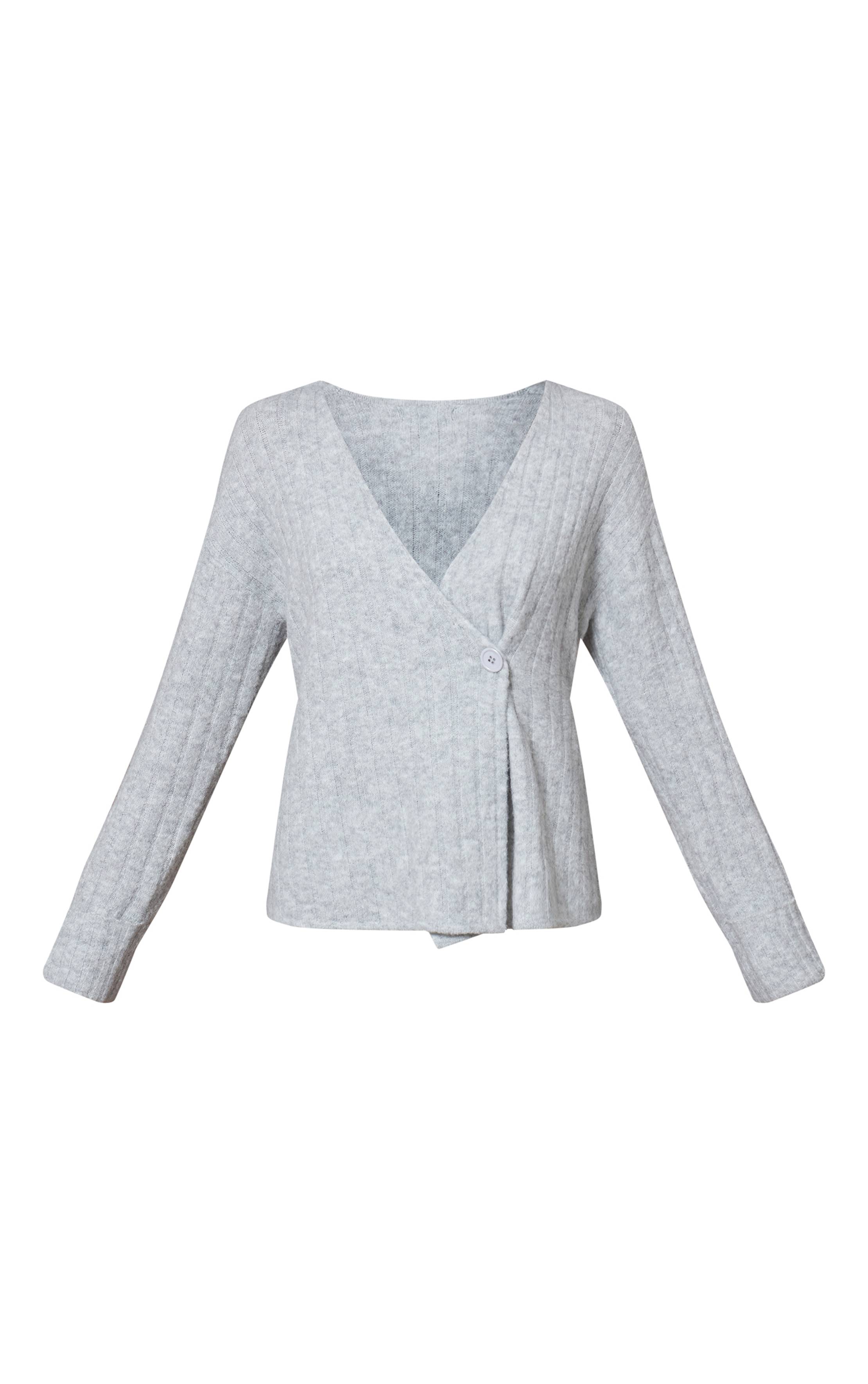 Gris Cardigan En Maille À Revers