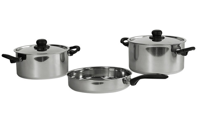 Berger Edelstahl Topf-Set mit Deckel 5-tlg. stapelbar