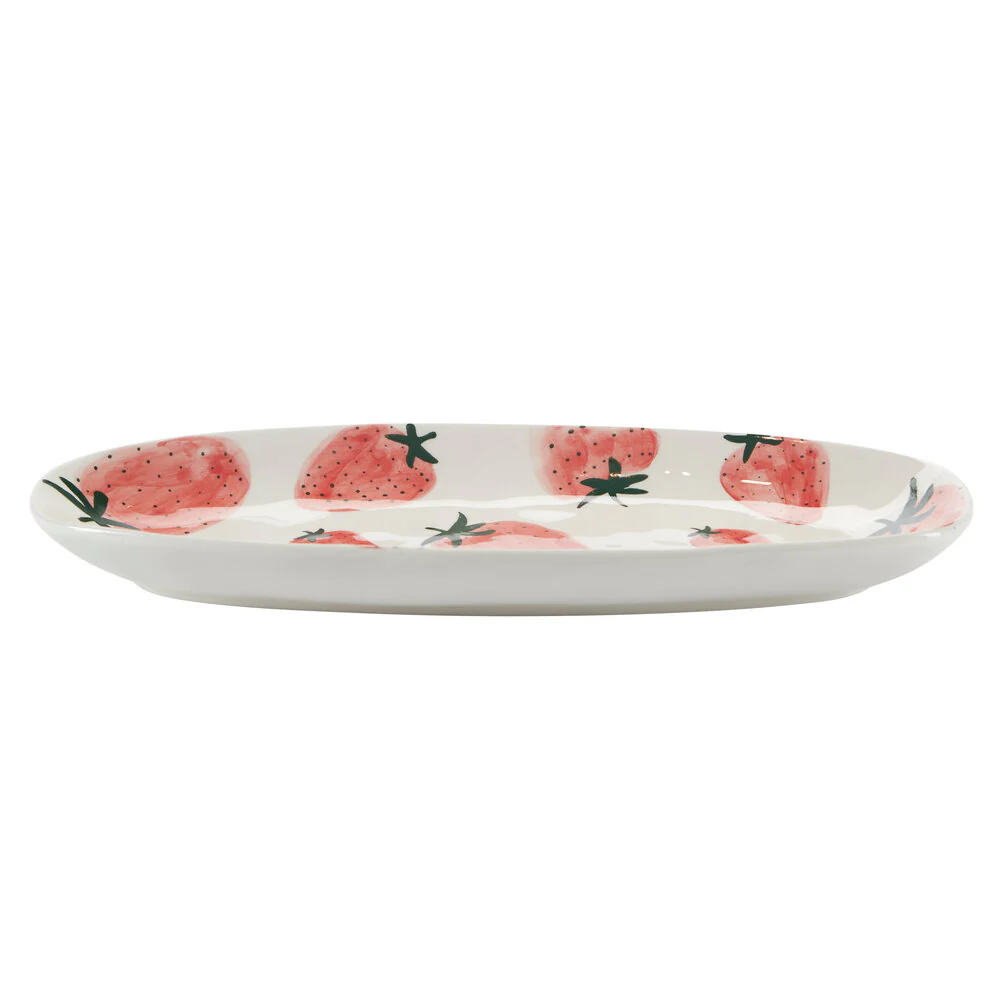 Bahne Interior  Fruit jordbær fad, hvid/rød - 13x30 cm