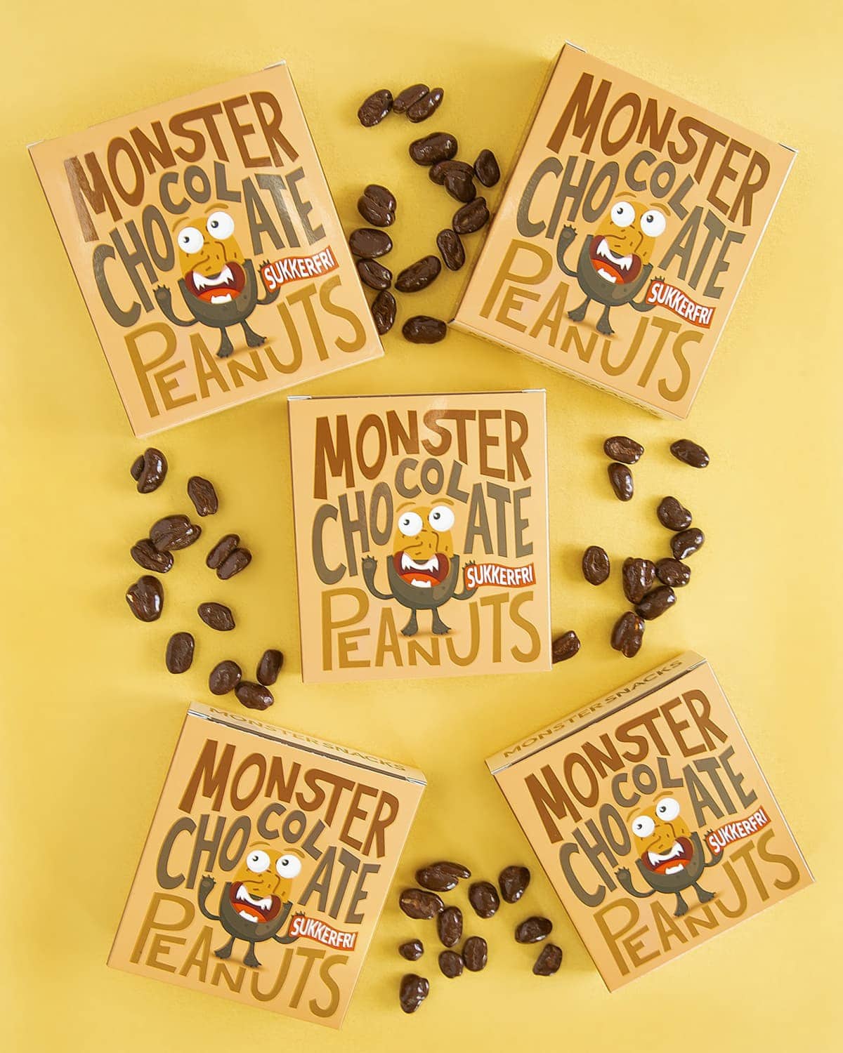 Monster Peanuts &amp; Sugar Free Chocolate 5x70g - FEMPAKNING