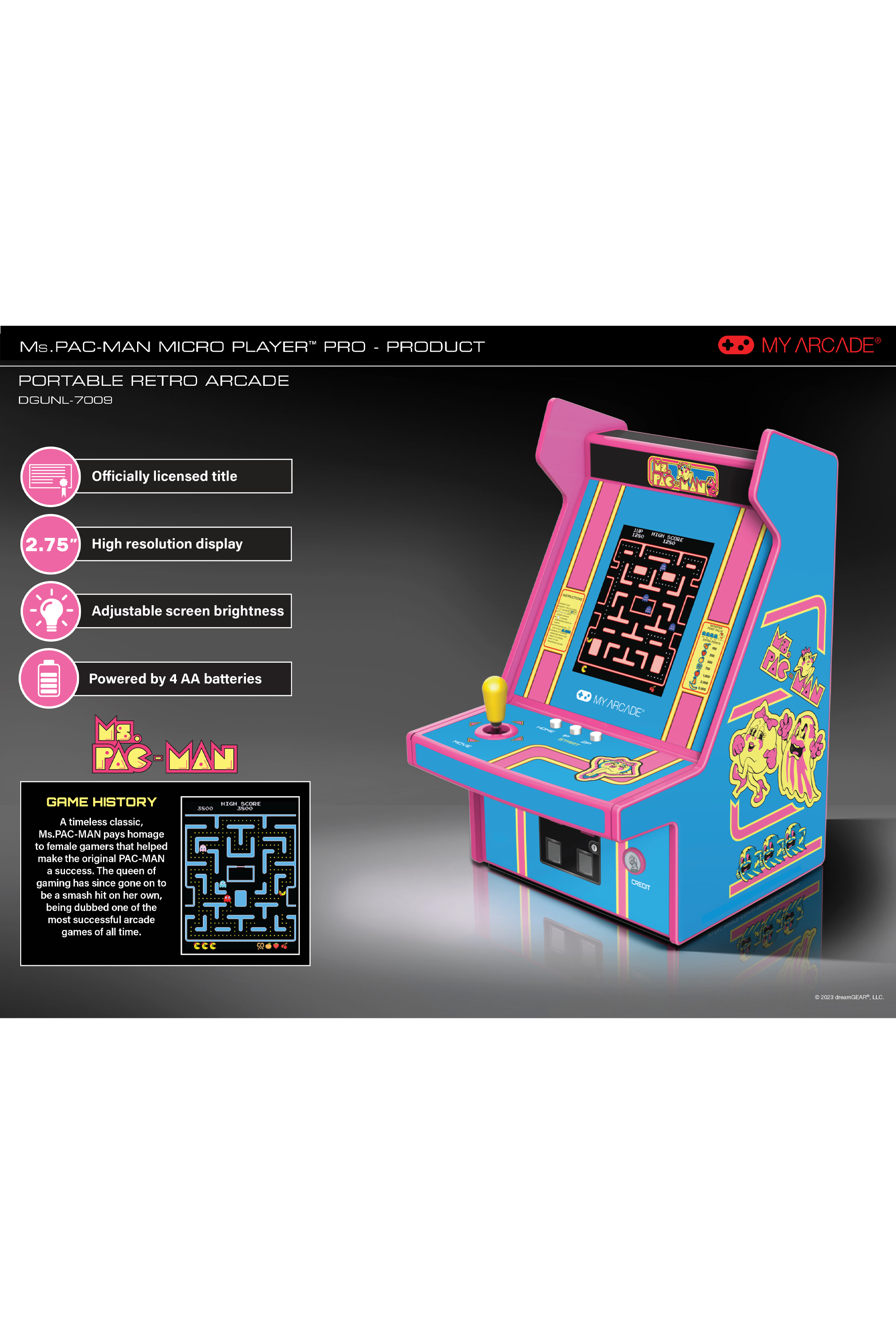 MY ARCADE Jeu Micro Player MyArcade MISS PACMAN (100 JEUX) Multicolore