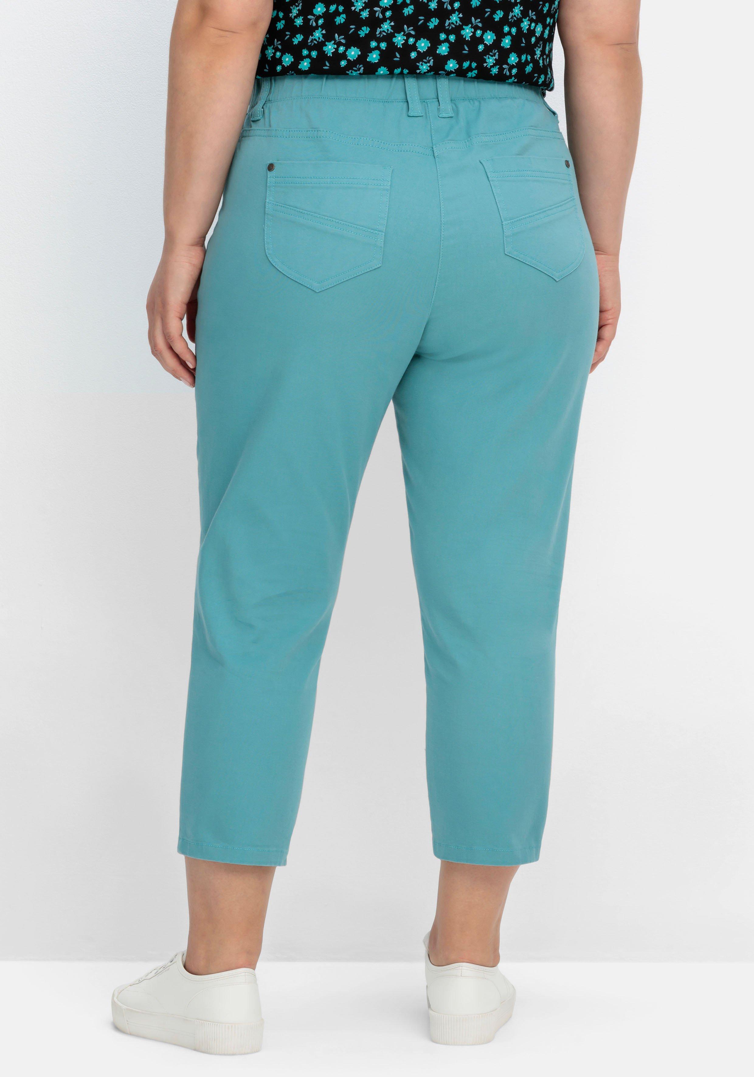 Schmale 7/8-Hose mit Gummibund, aus Twill