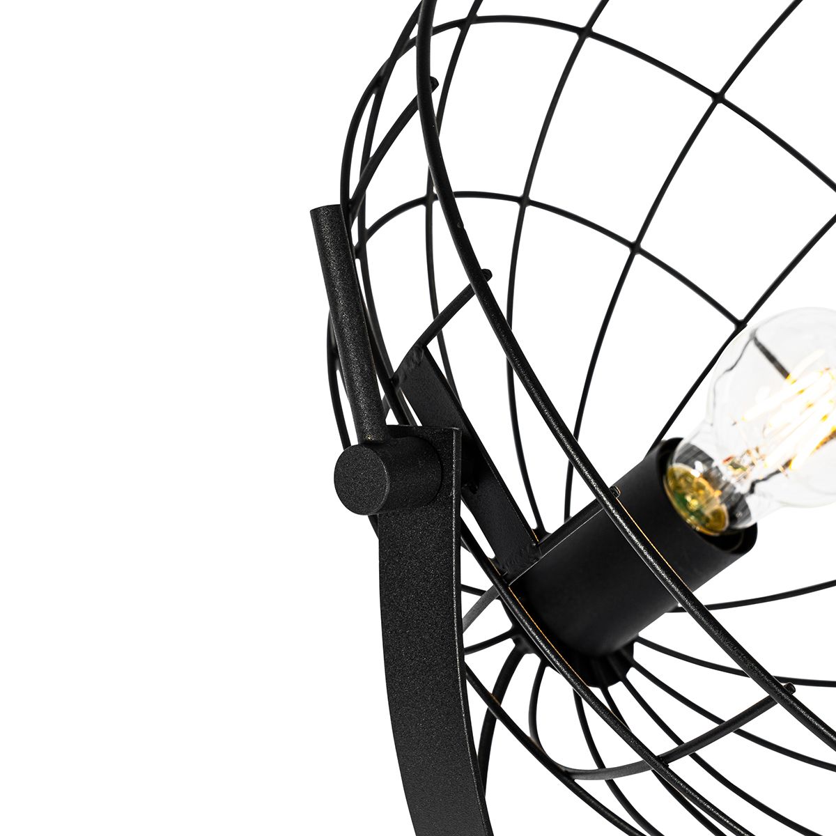 Industriële vloerlamp zwart 35 cm verstelbaar - Hanze