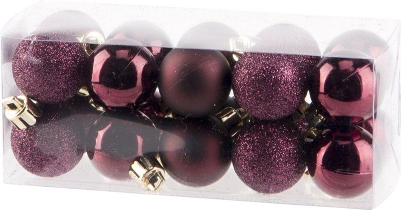 Set van 40x stuks kunststof kerstballen mix champagne en aubergine paars 3 cm - Kerstversiering