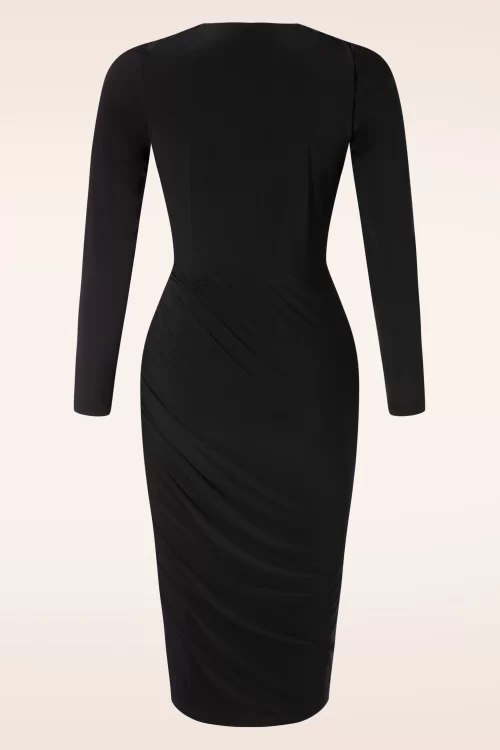 Glamour Bunny Natalie pencil jurk in zwart
