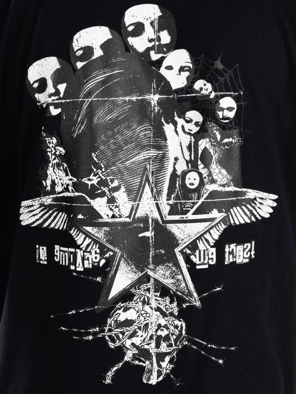 Empyre Dark Punk Collage T-Shirt washed black