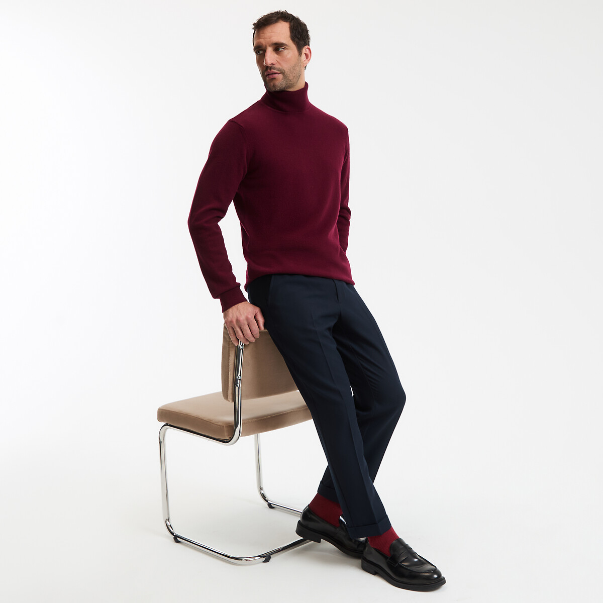 COLEÇÕES LA REDOUTE<br>Suéter de gola alta em cashmere, fabricado na Europa