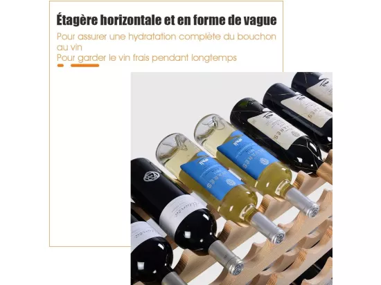Range Bouteille en Bois pour 72 Bouteilles, Casier à Bouteilles avec 6 Étagères, Cave à Vin Modulable pour Cuisine, Bars, 119 X 29 X 71,5 cm, Naturel