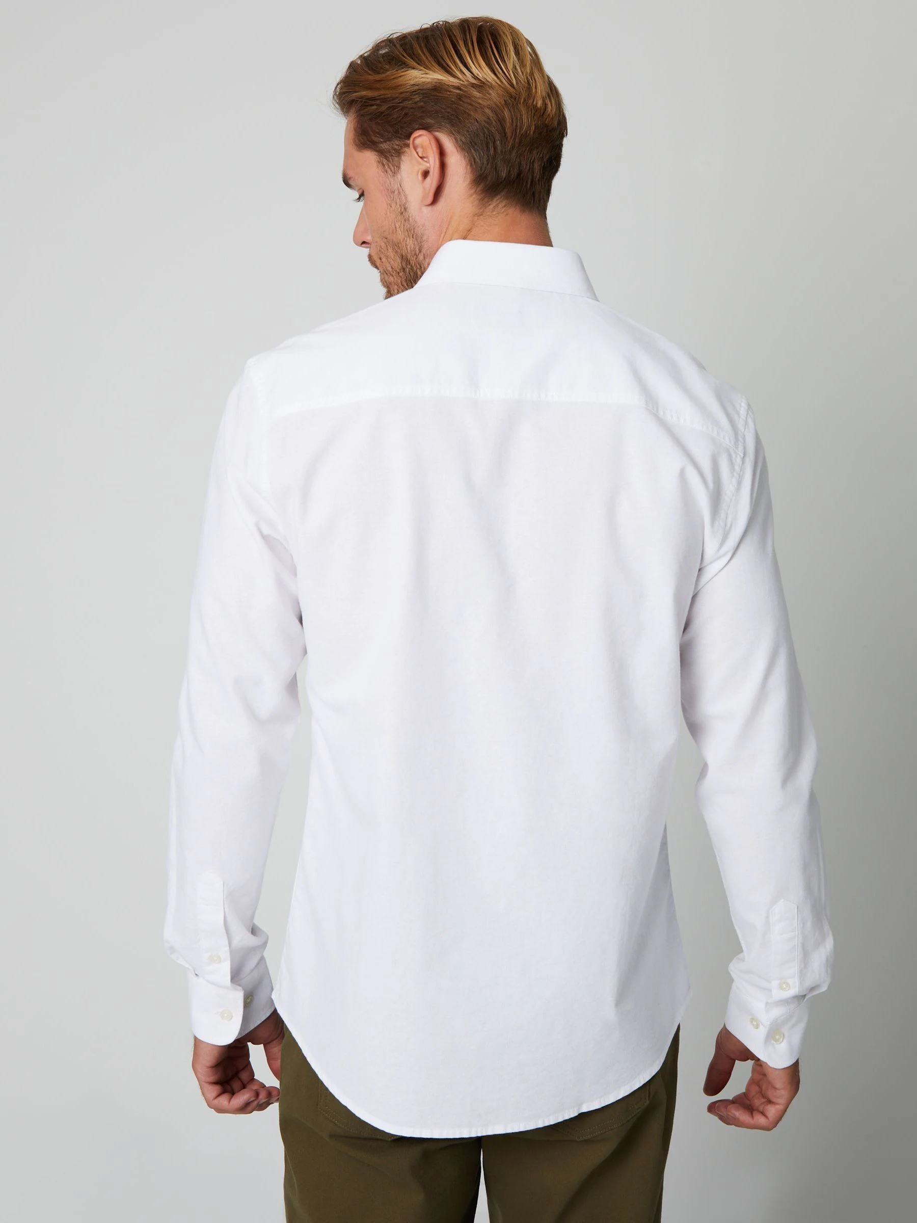Wit - Threadbare Oxford-overhemd met lange mouwen