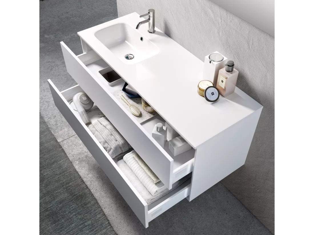 Ensemble de salle de bain vasque SX 4 pièces IGEA blanc mat