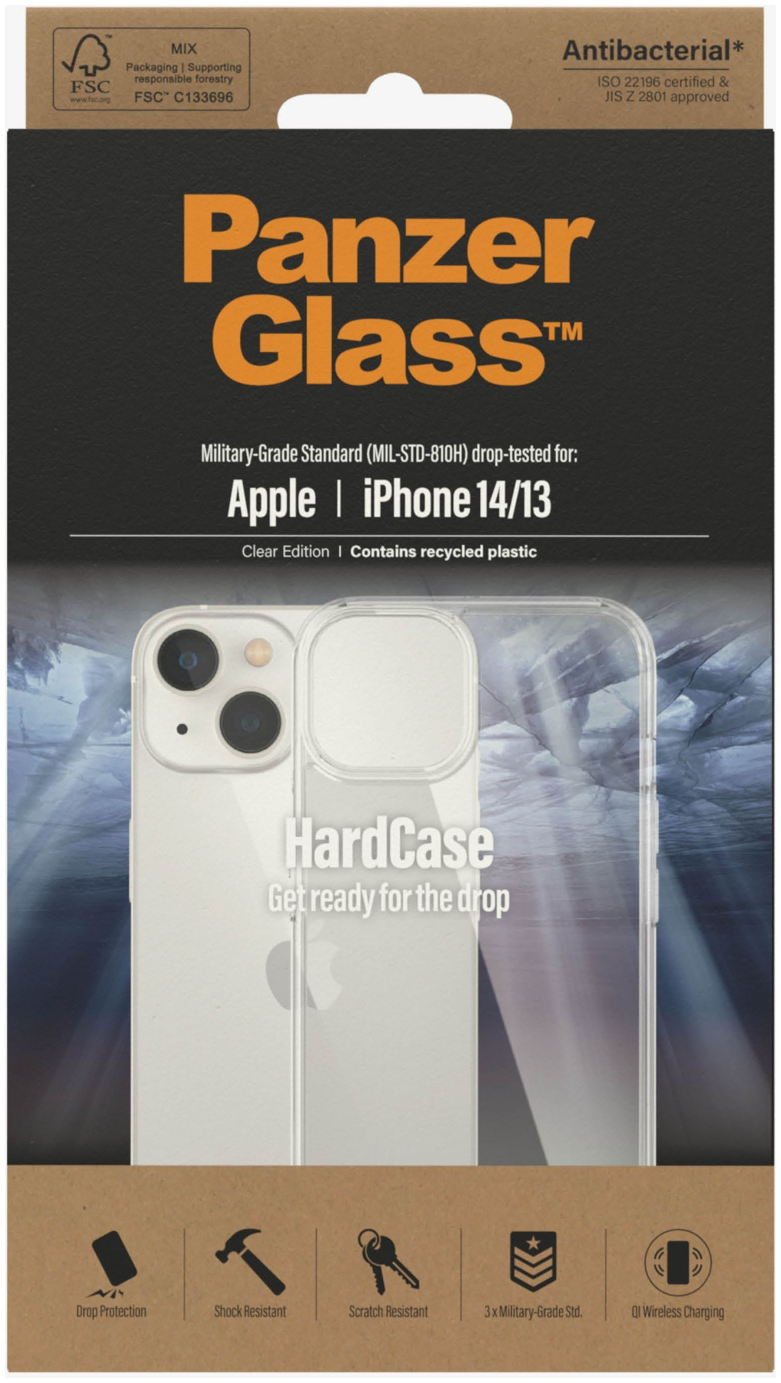 iPhone 14 / iPhone 13 Antibakterielle Hardcase Hülle Recycelt (0401) - Transparent