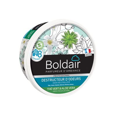 Boldair - Désodorisant gel destructeur d'odeurs - parfumeur d'ambiance - thé vert aloé vera - 300gr