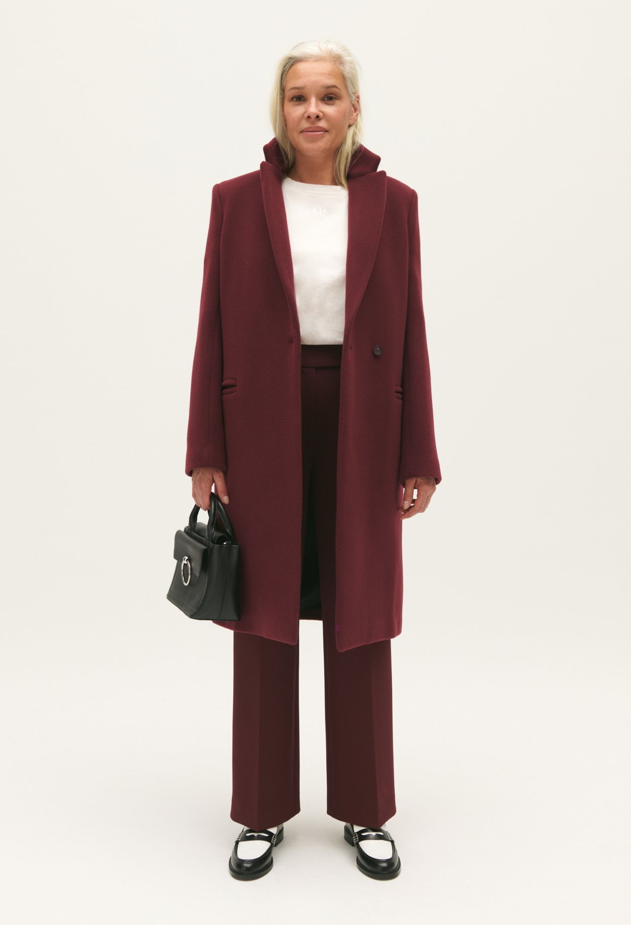 Manteau mi-long laine melangee
