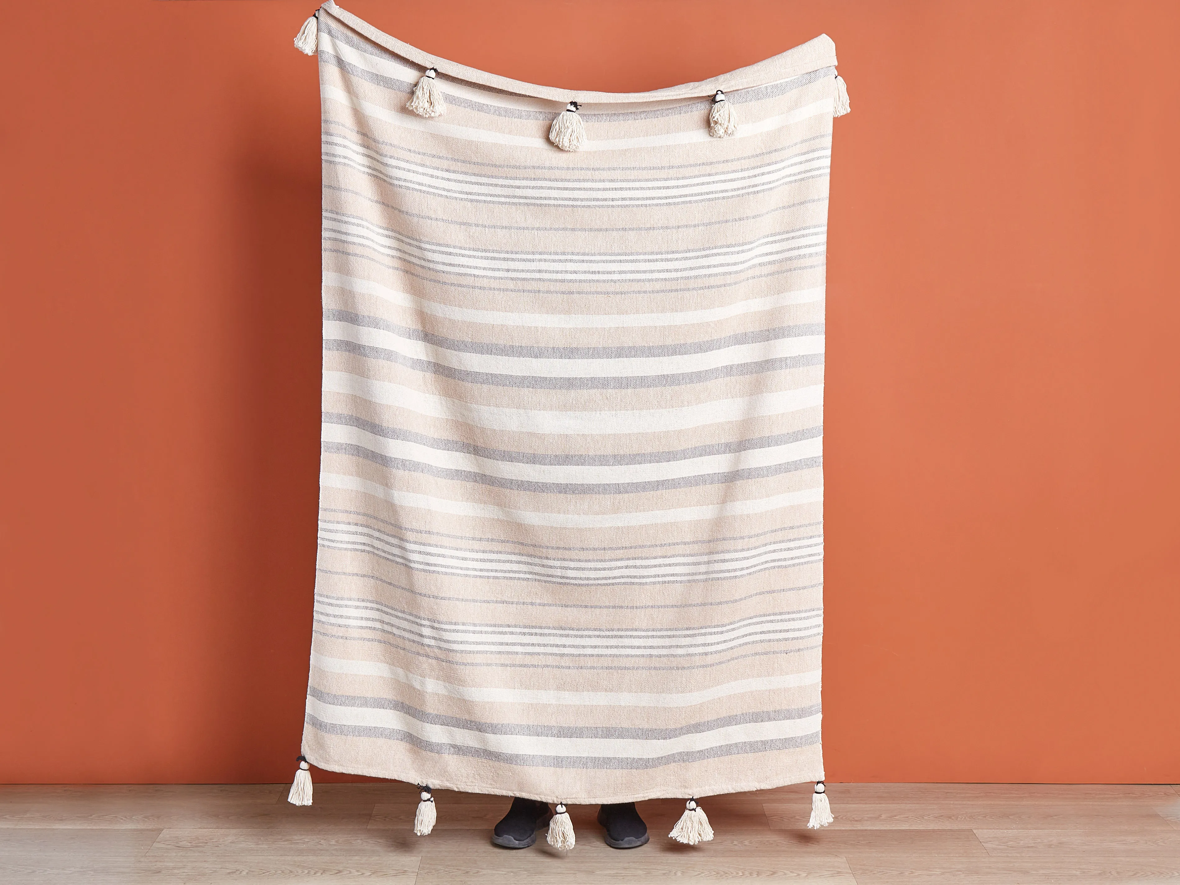 Plaid YARSELI Katoen 130 x 170 cm Beige