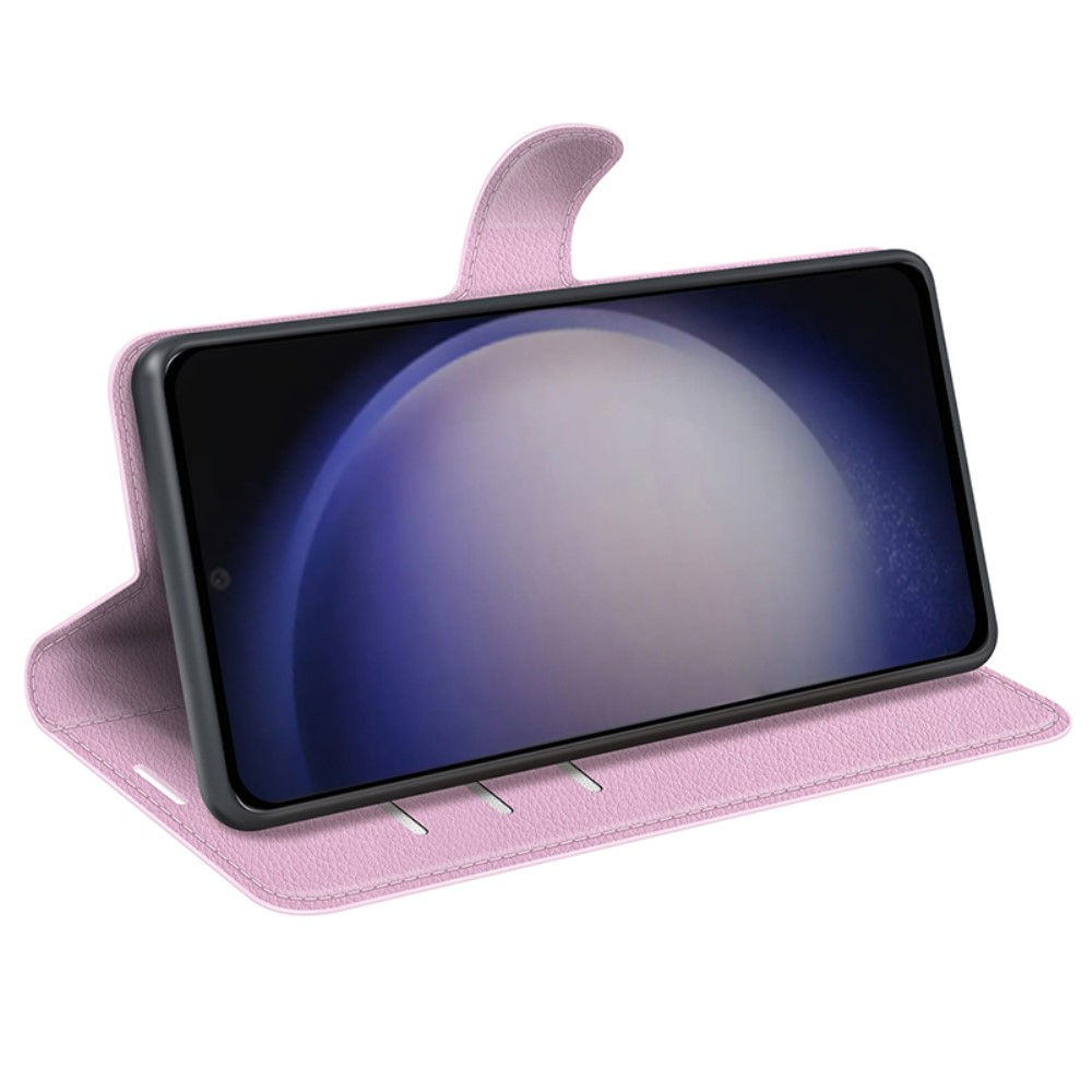 Samsung Galaxy S24 Leder Tasche Flip Cover Litchi Look - Rosa