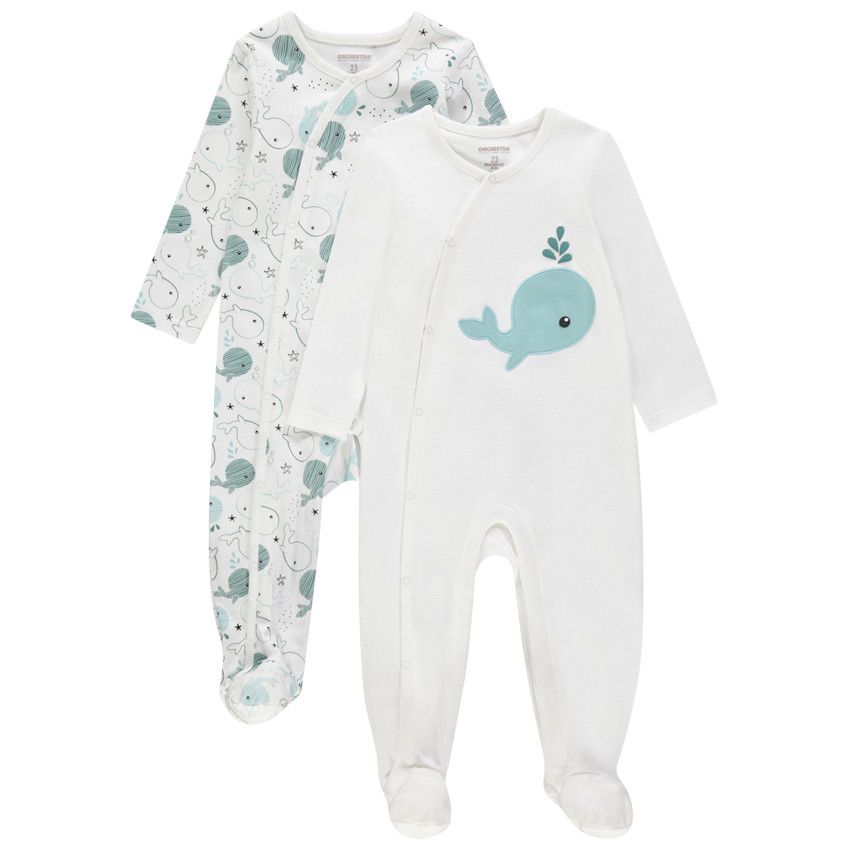 Lot de 2 dors-bien en jersey motif baleineau - Ecru