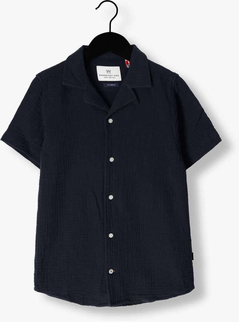 KRONSTADT donkerblauwe kronstadt casual overhemd cuba muslin shirt ss