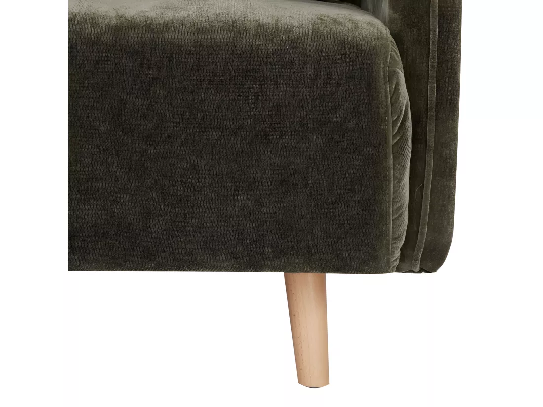 Monica - Canapé convertible 2 places en tissu chenille L140cm - Vert kaki
